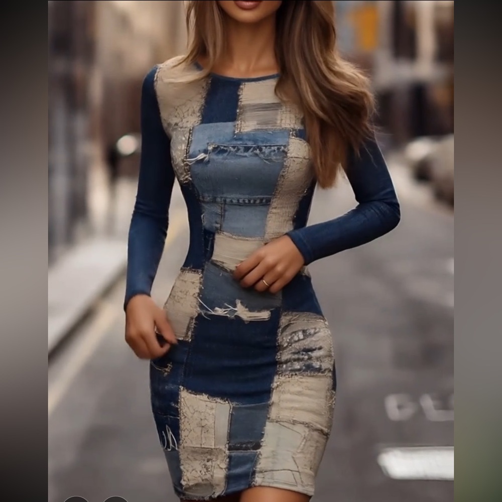 Western Non-Denim Bodycon Print Dress - Picture 7 of 7